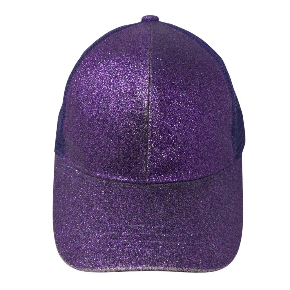 C.C Exclusives Strapback Trucker Hat Purple One Size Mesh Back Ponytail